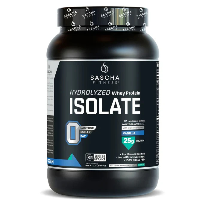 Sascha Fitness Hydrolyzed Whey Protein Isolate,100% Grass-Fed (2 Pounds, All )