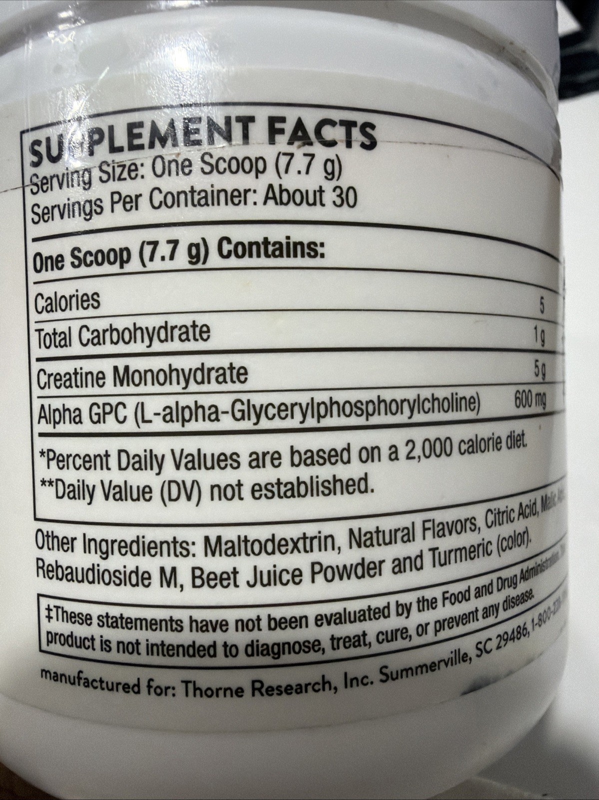 THORNE Creatine + Alpha GPC Watermelon Lemonade 30 Servings