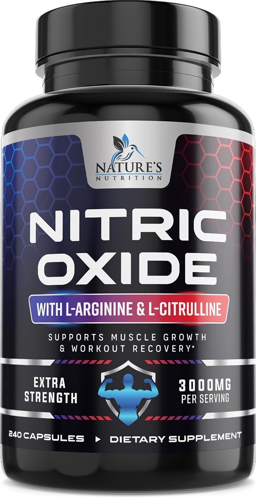 Nitric Oxide Booster Extra Strength – L-Arginine & Citrulline – 60 Capsules