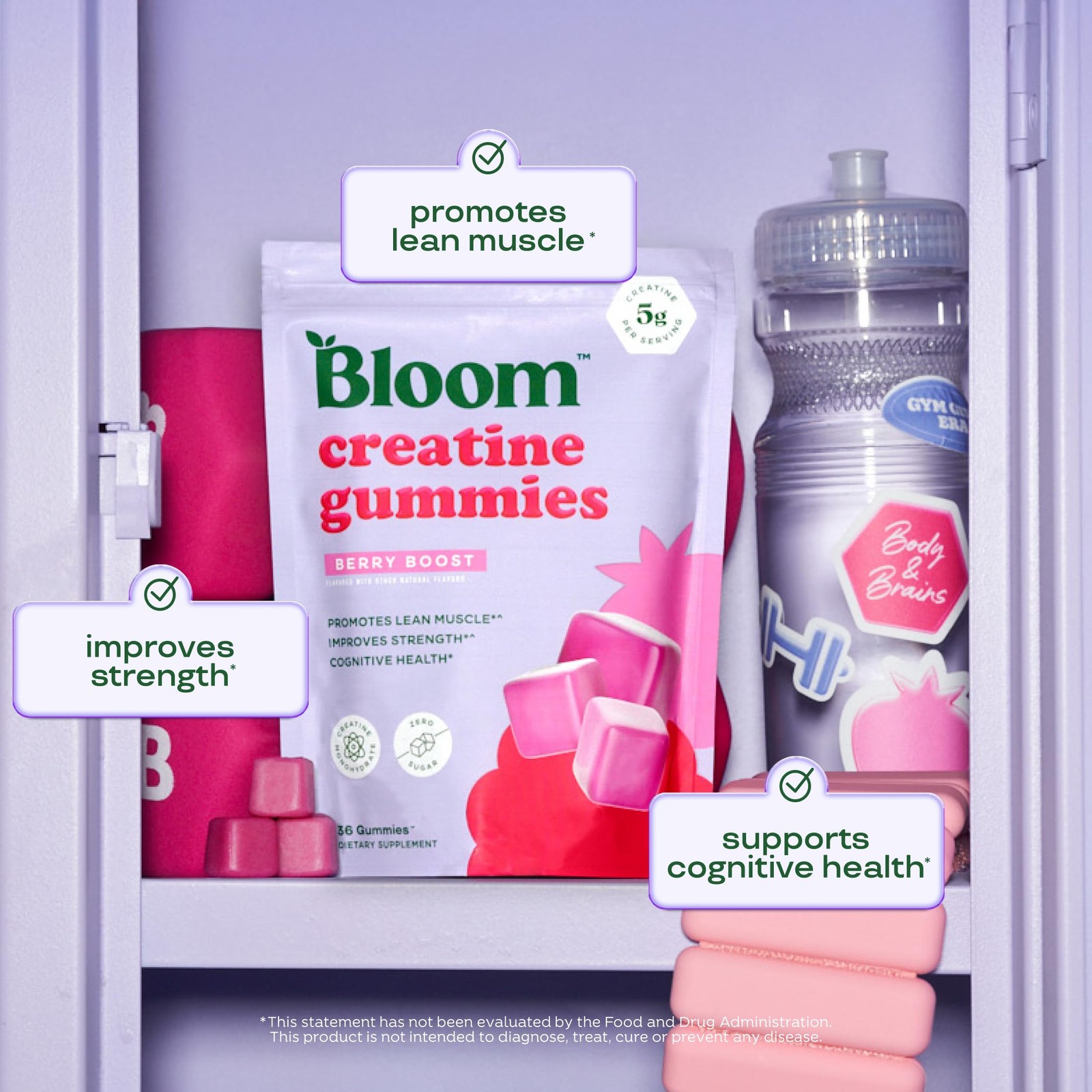 Bloom Creatine Monohydrate Gummies, 5g Per Serving, Sugar Free Creatine Gummy…