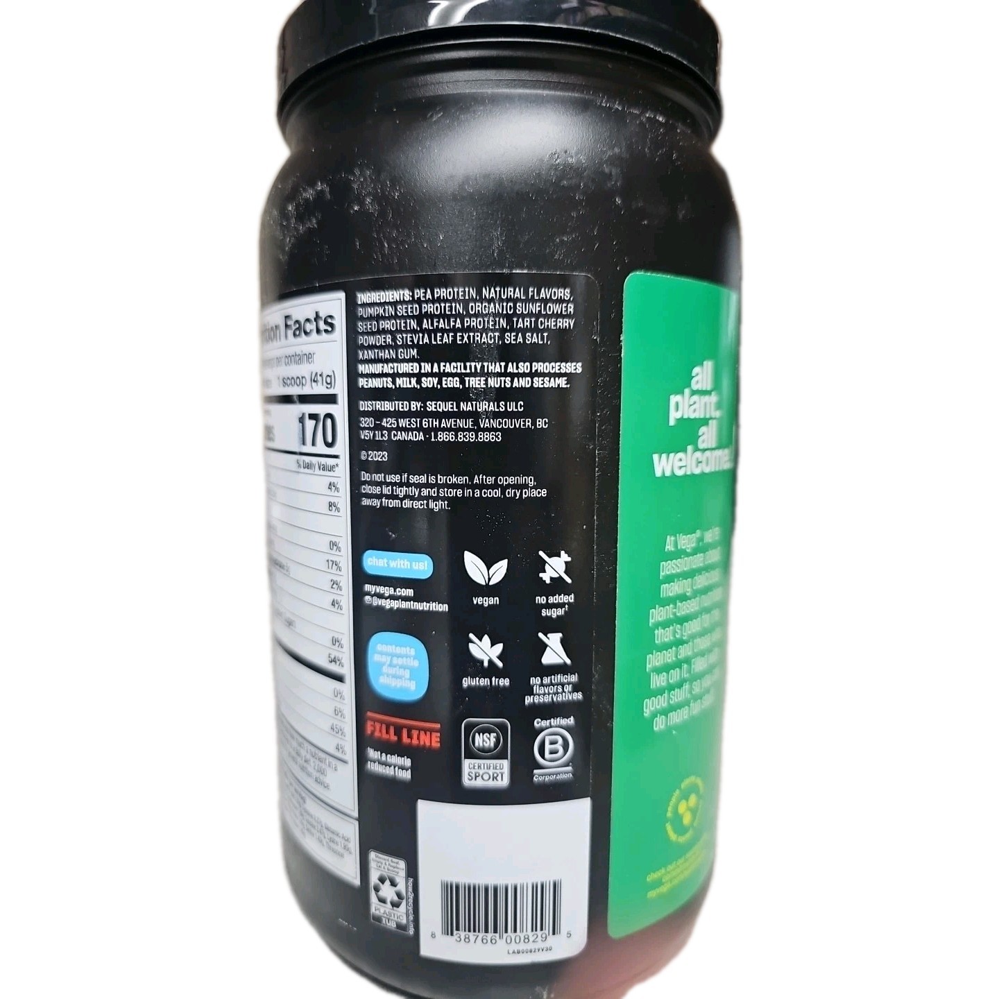 LOT OF 2 Vega Sport Protein Powder Vanilla (14 Servings, 20.4 oz) Vegan