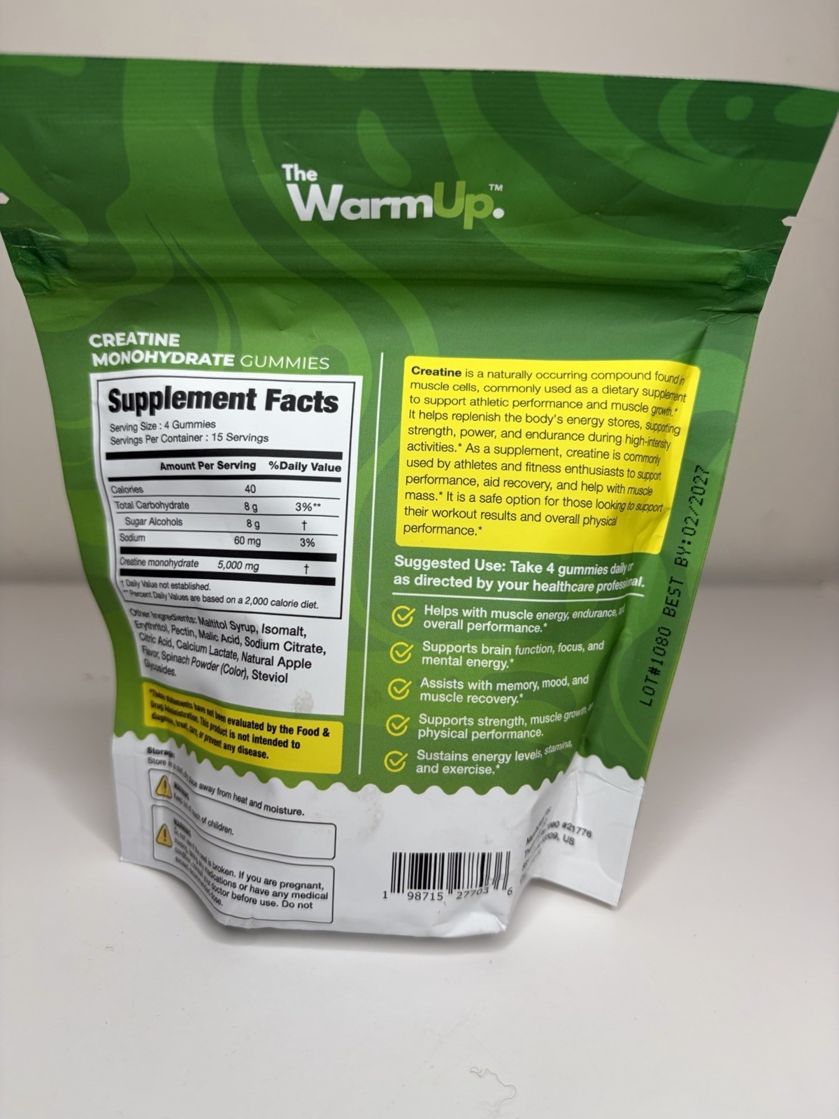 The Warm Up Creatine MONOHYDRATE GUMMIES Exp 2/27