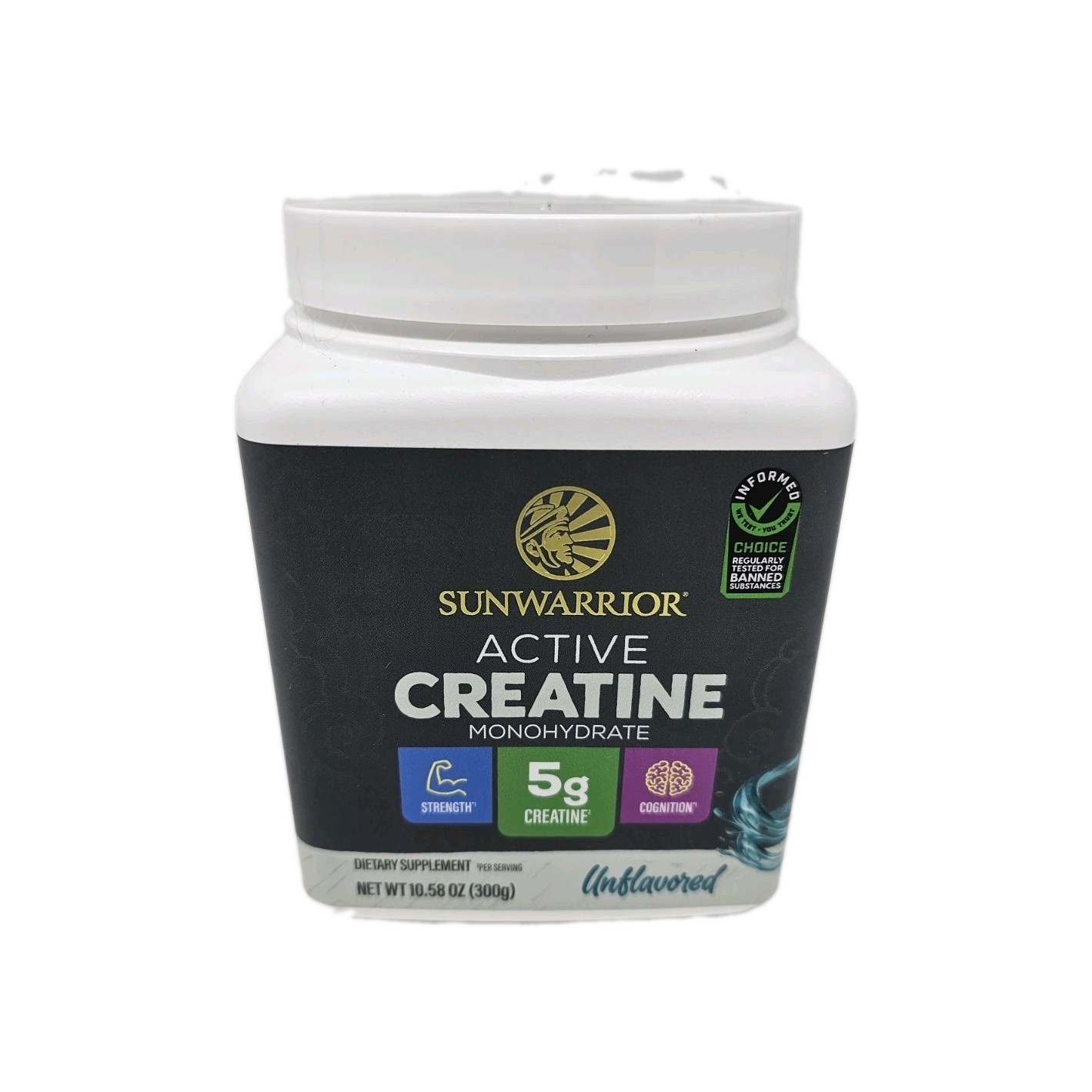 Sunwarrior Active Creatine Monohydrate Powder Unflavored 10.58 oz BB 8/21/27