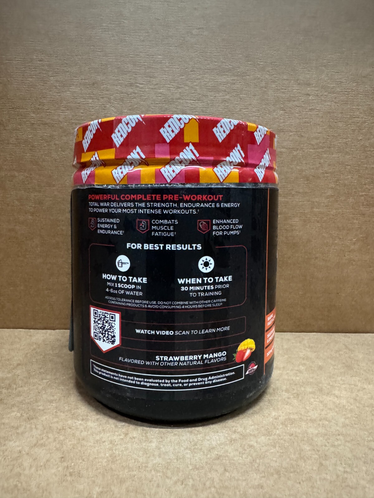 CLUMPED REDCON1 TOTAL WAR Strawberry Mango Pre Workout 30 Serv Free Ship SALE