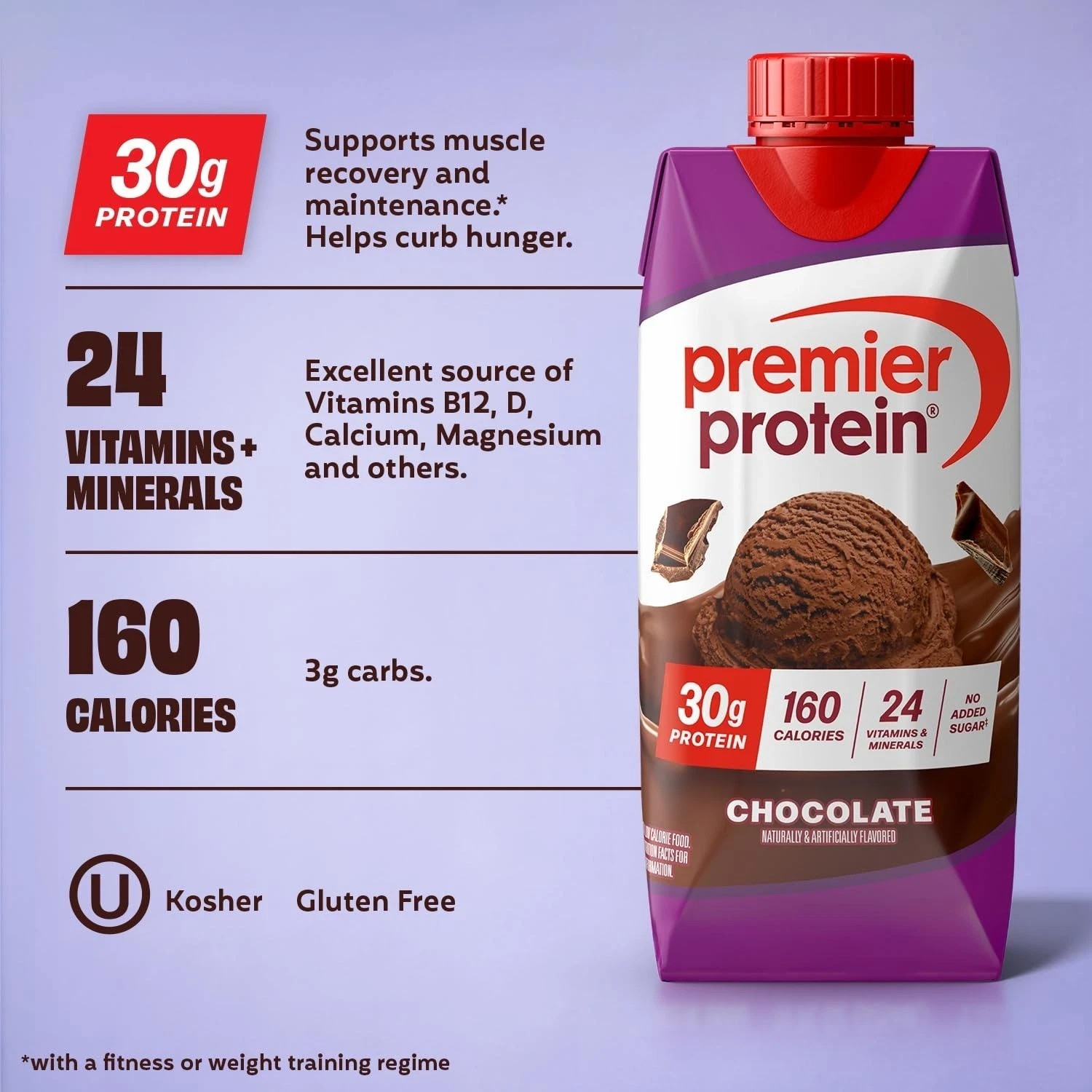 Premier Protein Shake Chocolate 30g Protein No Added Sugar 12 Pack