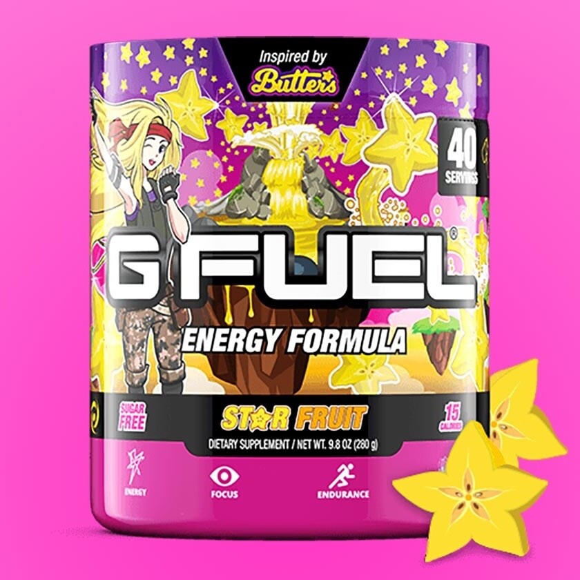 G Fuel Butters Star Fruit Tub Focus Energy Formula 40 Servings GFuel