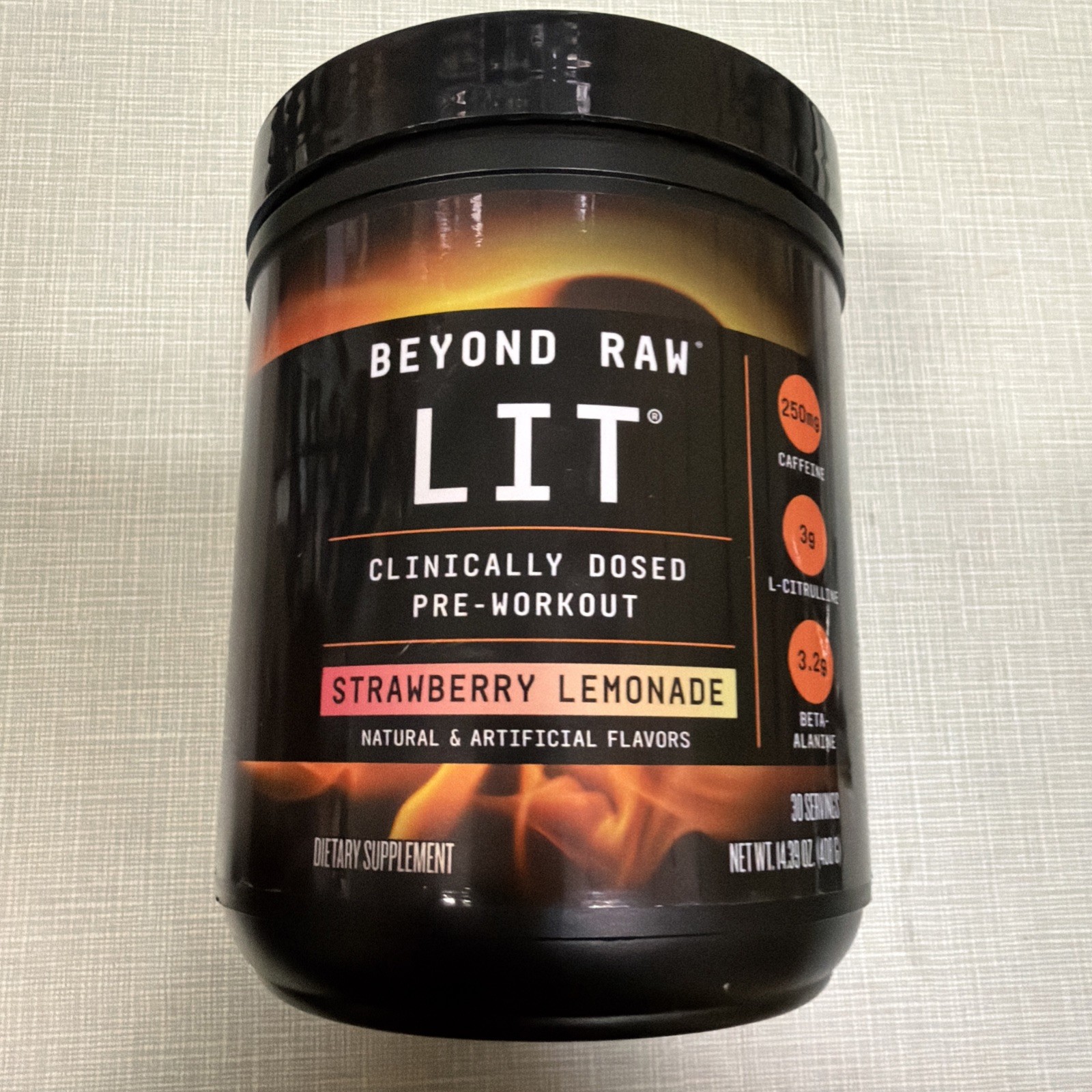 Beyond Raw Lit Pre Workout Powder Strawberry Lemonade Energy 14oz 30 Srv. 1/28
