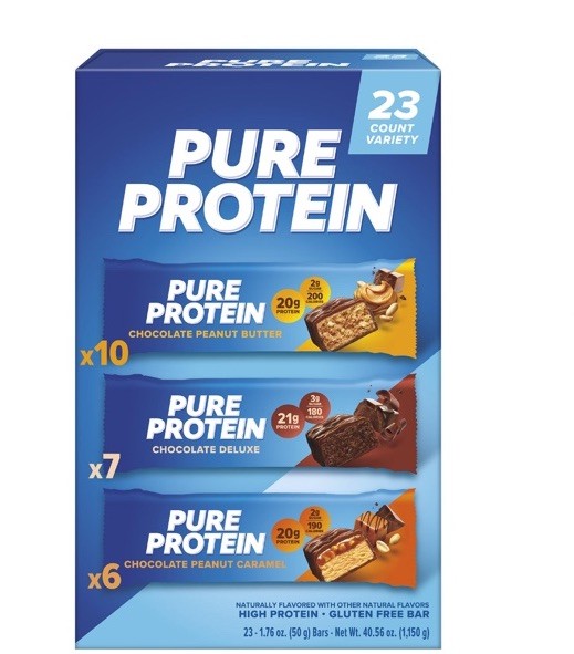 Pure Protein Variety Pack Protein Bars Gluten Free 50g, 23 Count (3 Flavors)