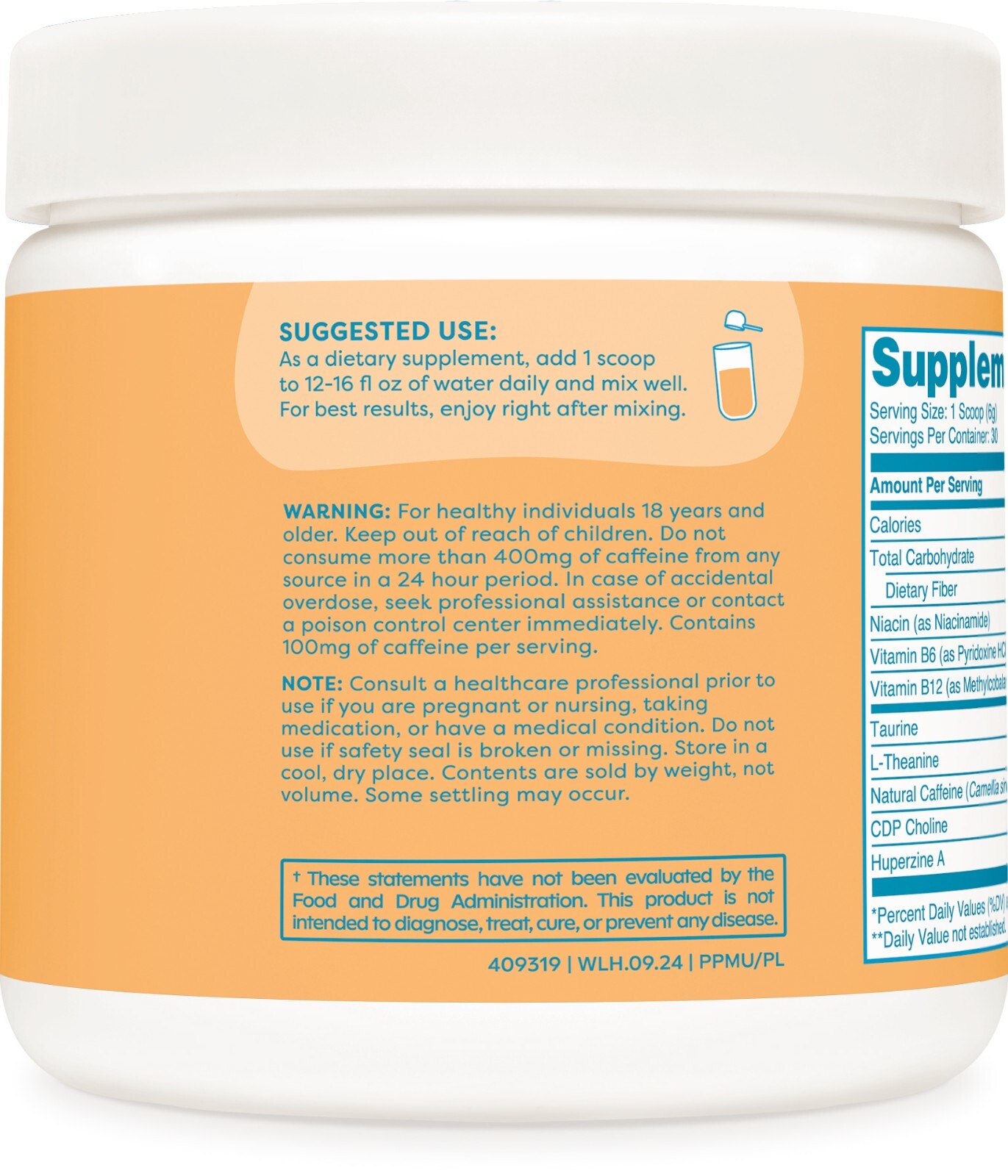 Wellah Perfect Pick-Me-Up (Peach Lemonade) 30 Servings