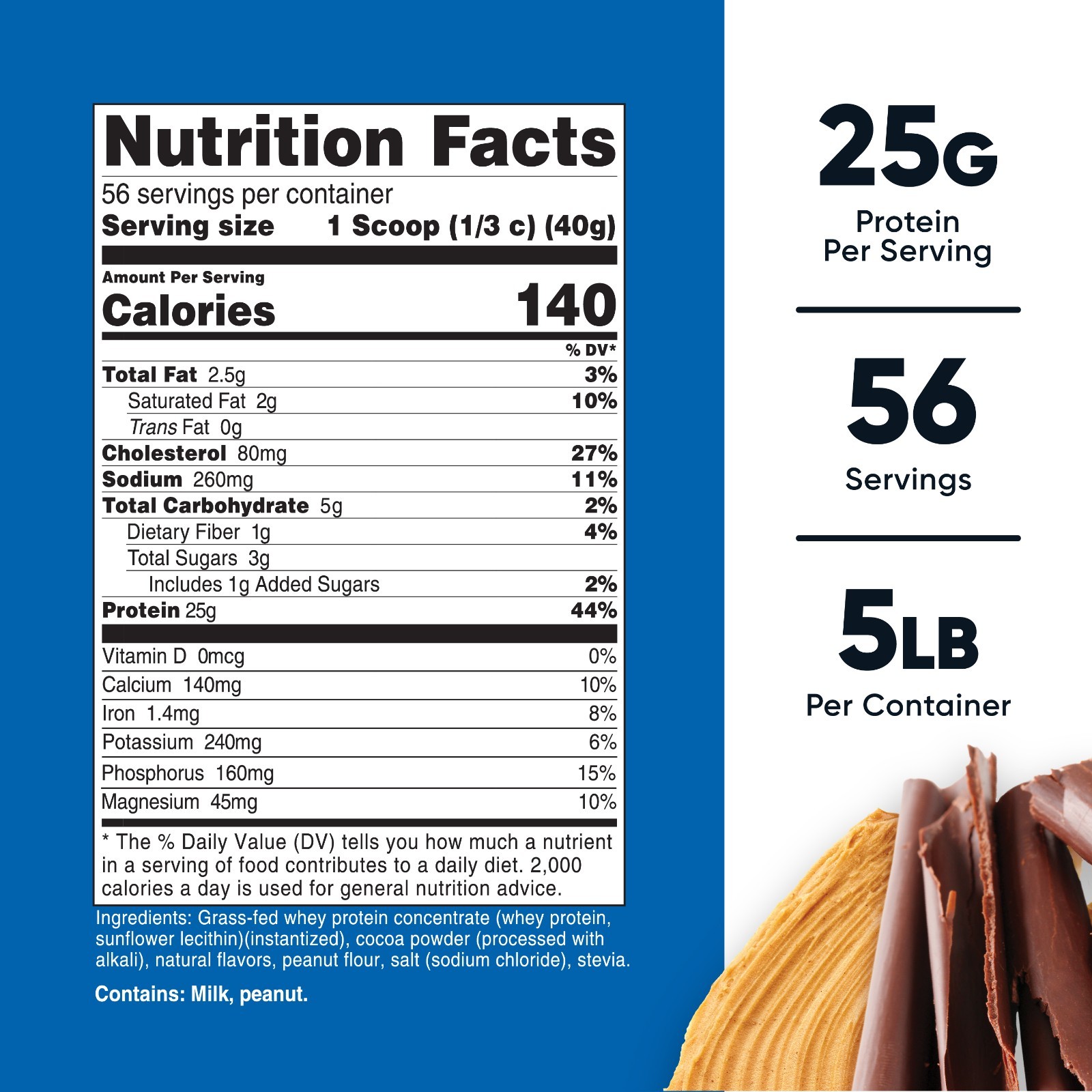 Nutricost Grass-Fed Whey Protein Concentrate (Chocolate Peanut Butter) 5 LBS