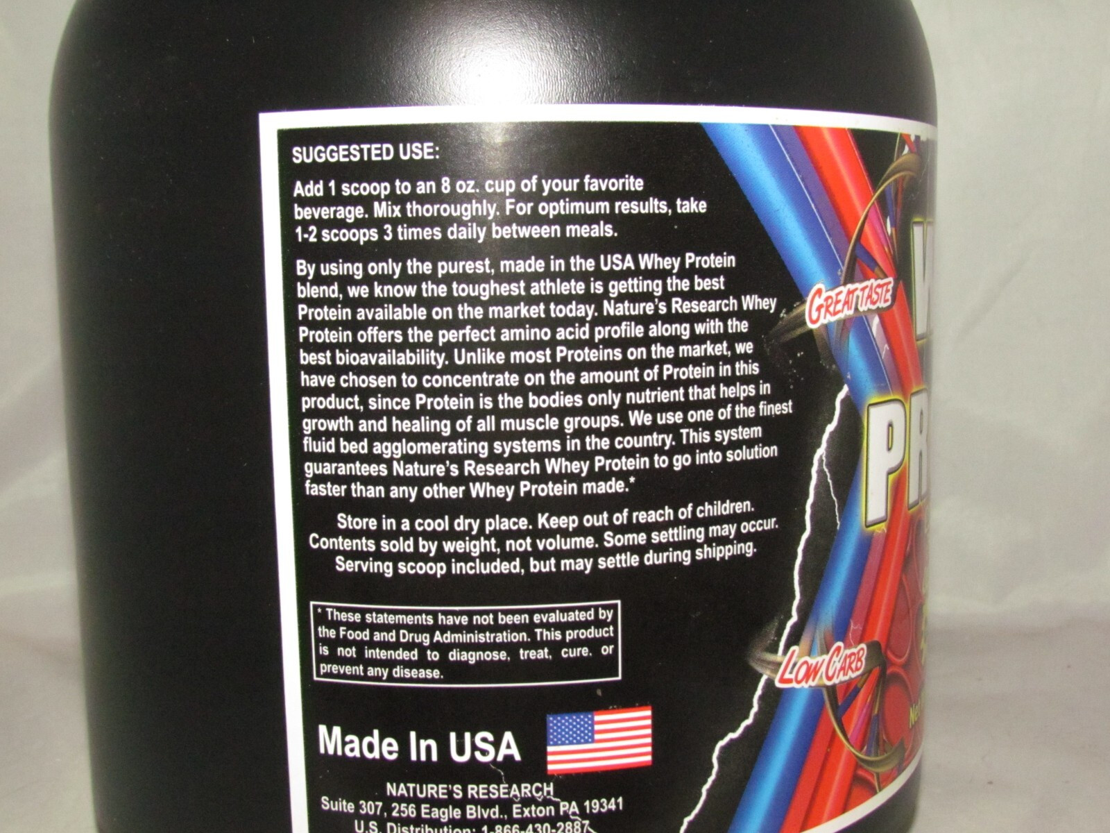 Natures Research Whey Protein 5lbs jug Vanilla 75 servings 24 grams per serving