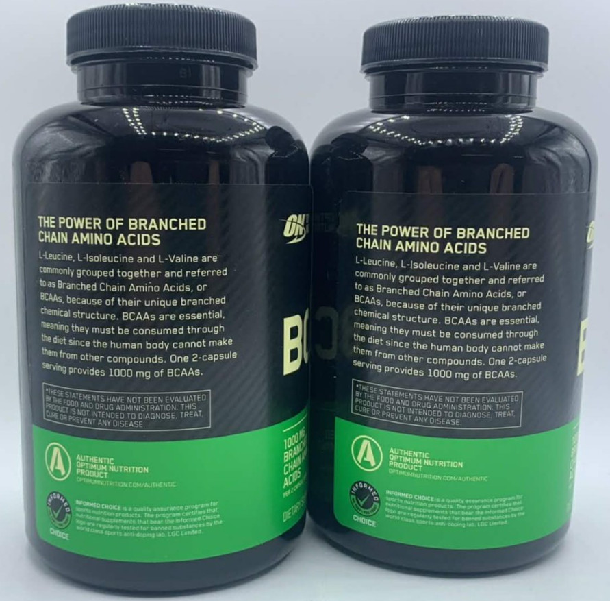 2PK Optimum Nutrition BCAA 1000 mg ~ 200 Capsules Each ~ EXP 6/26 ~ FAST SHIP