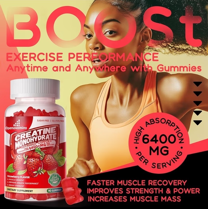 Creatine Monohydrate Gummies Complex, 90 Strawberry Gummies, Exp 11/26
