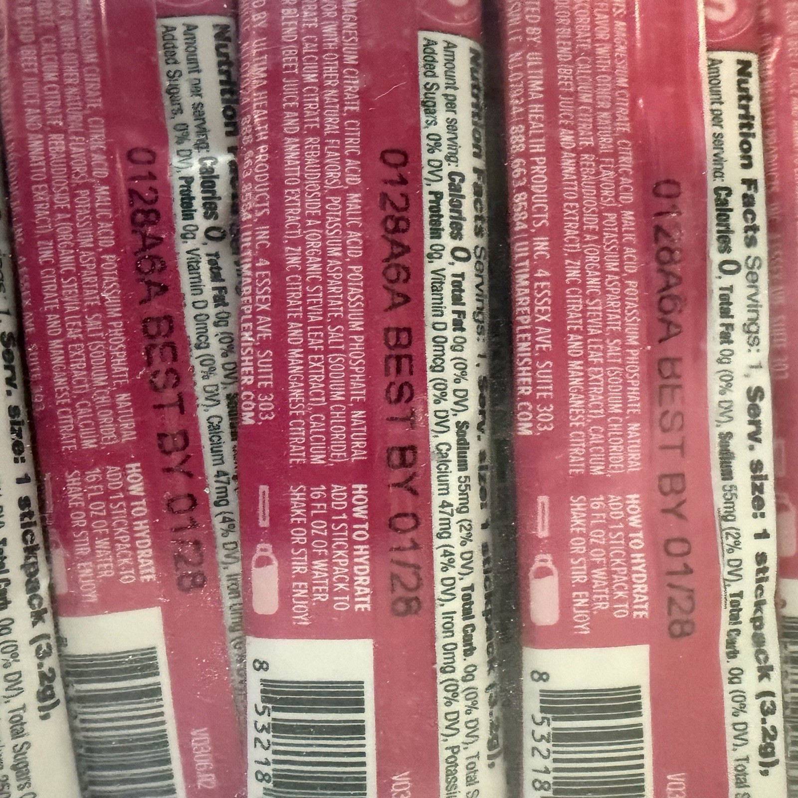 100 Count Ultima Replenisher, Electrolyte Hydration Drink Mix Sticks- Variety