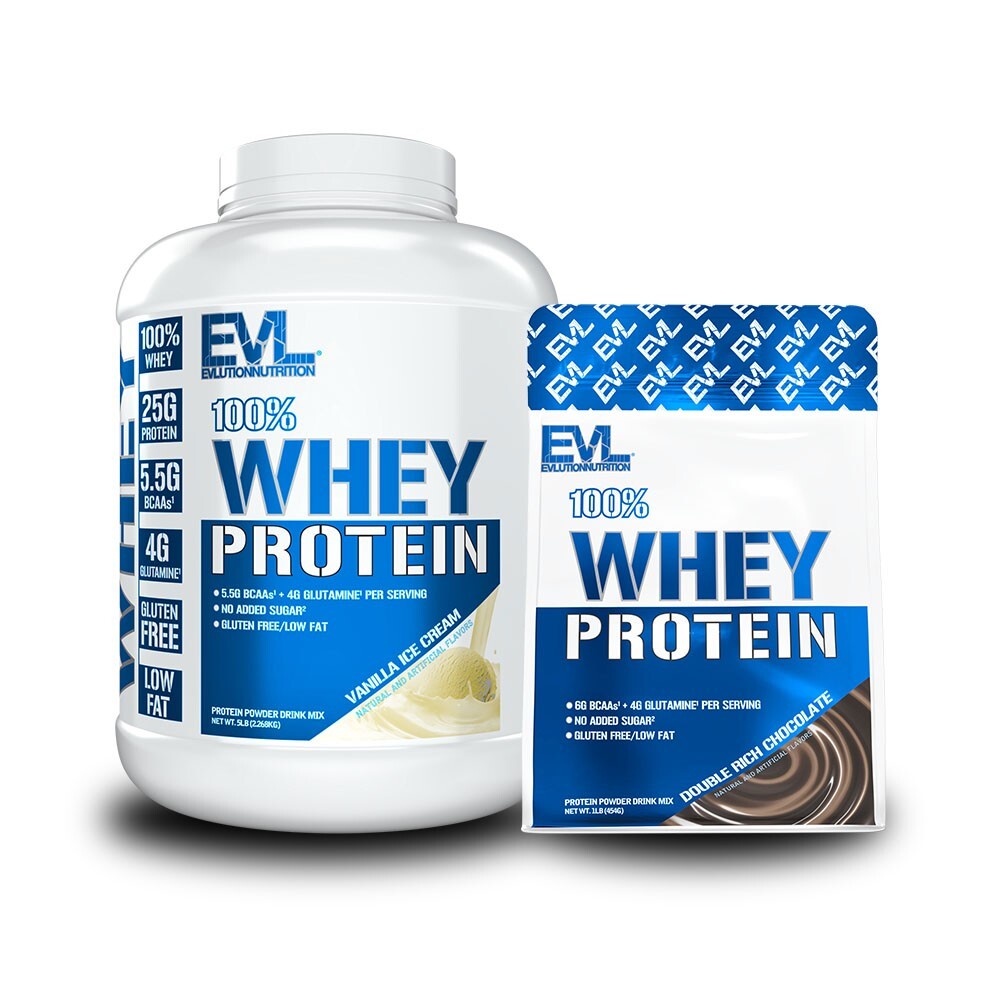 Evlution Nutrition 100% Whey Protein 1lb & 5lb – All Flavors