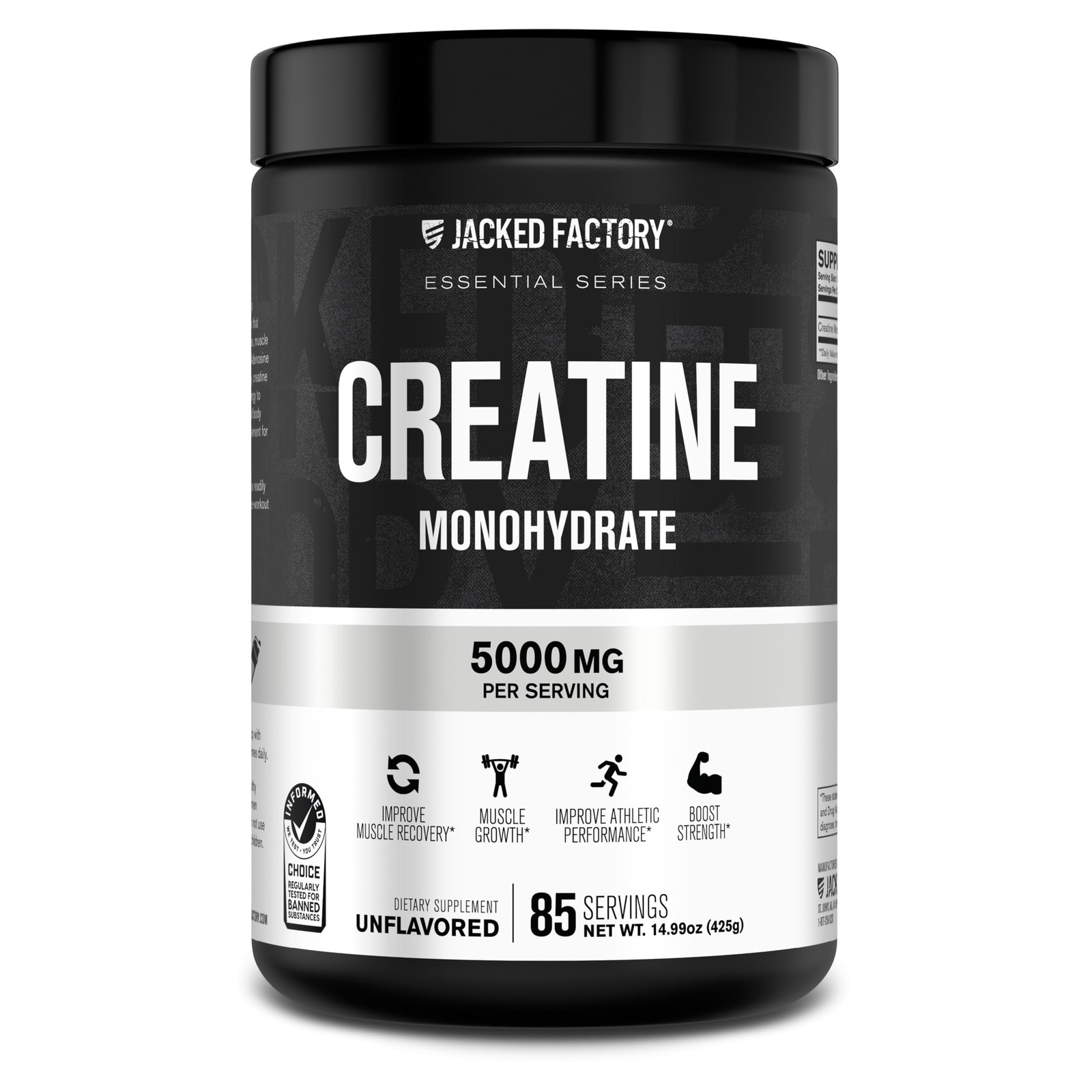 Jacked Factory Creatine Monohydrate Powder 85 Servings (Pack of 1), No Color