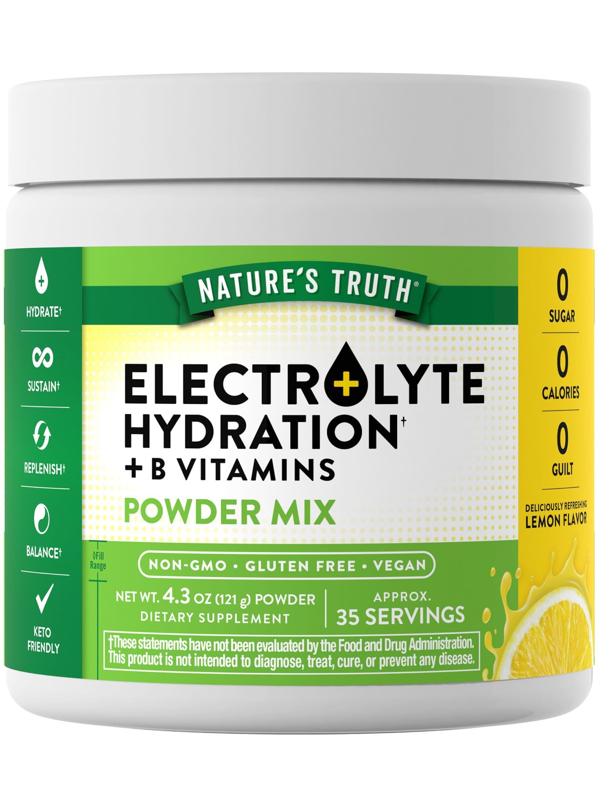 Nature’s Truth Electrolyte Hydration +B Vitamins Powder Mix Lemon – Exp 8/26