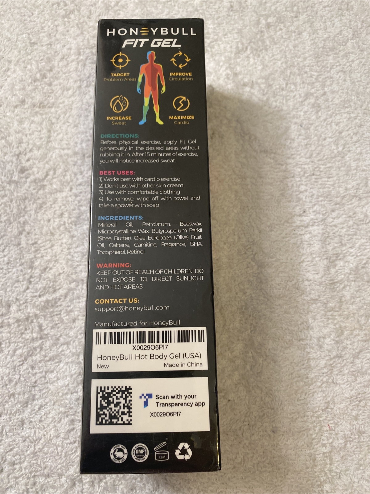 HoneyBull Fit Gel 7.7 oz Workout Enhancer to Sweat More at Gym & Cardio