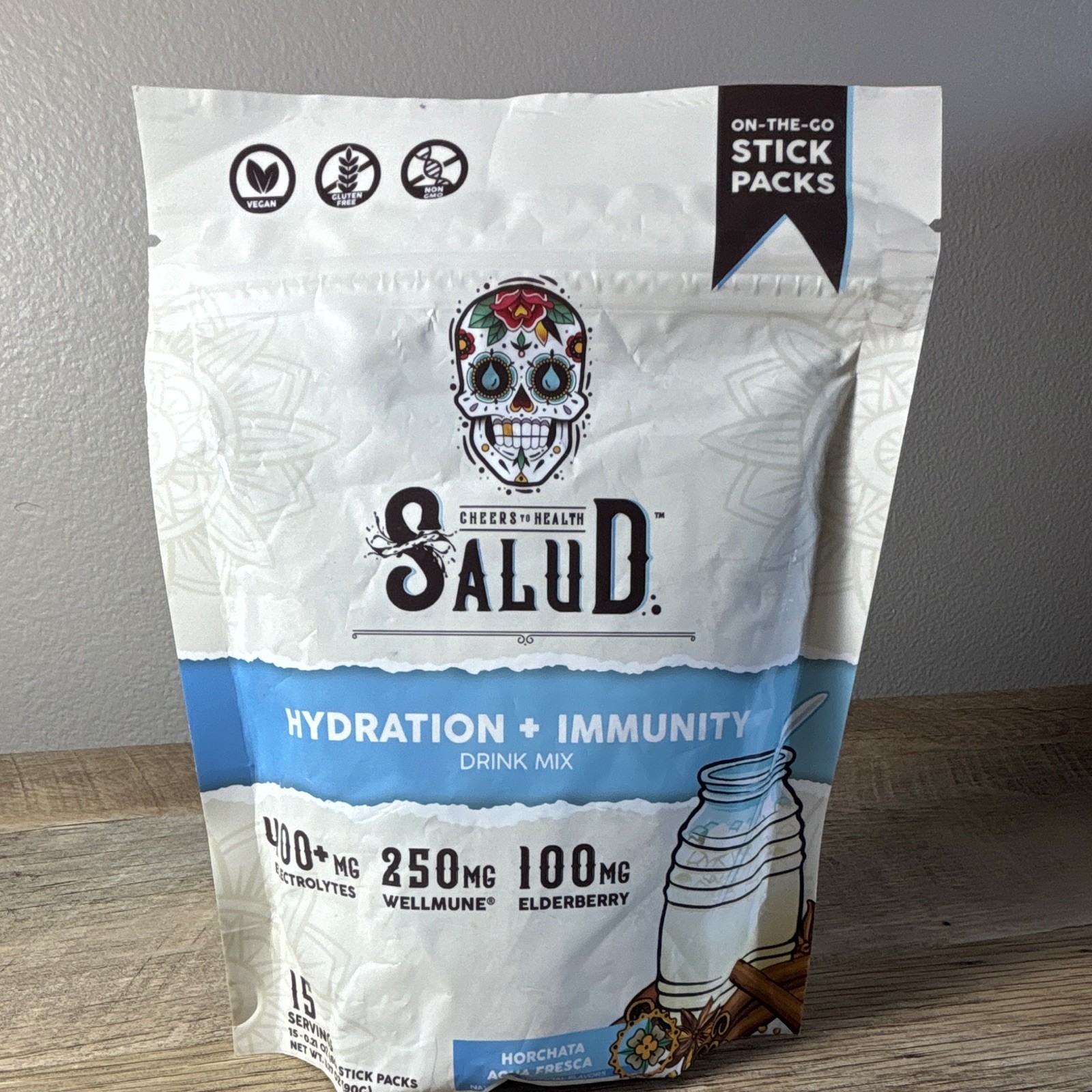 Salud Hydration Immunity Electrolyte Drink Mix Horchata 15 Stick Packs