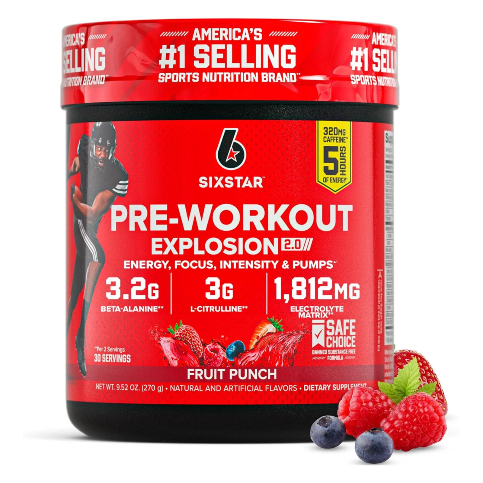 SIXSTAR, Pre-Workout Explosion 2.0, Fruit Punch, 9.52 oz (270 g) ~ Exp 5/27