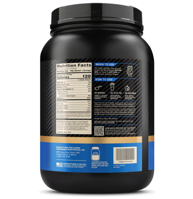 Optimum Nutrition Gold Standard Micellar Casein Protein Powder, Chocolate, 2 lb