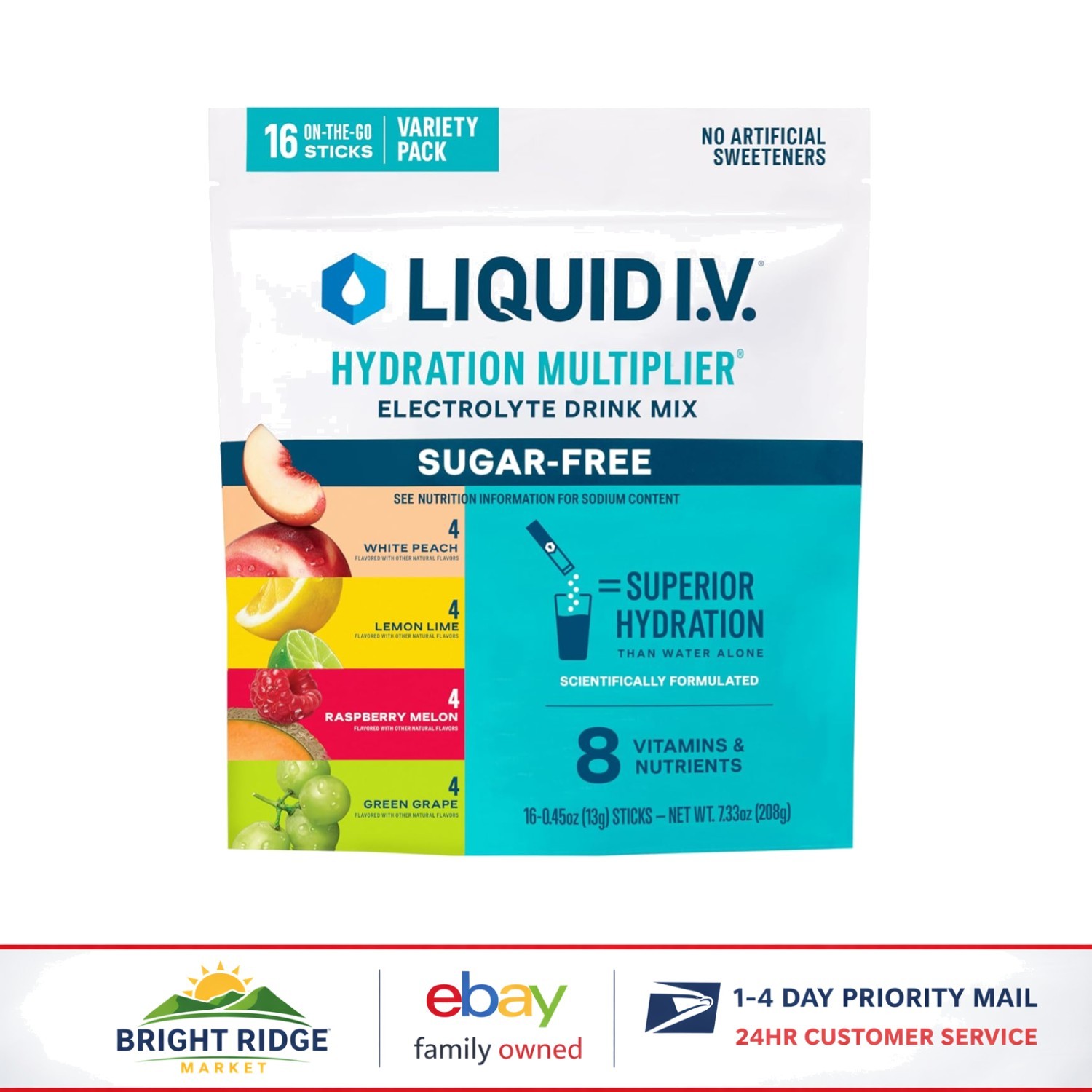 Powdered Hydration Mix, Sugar-Free Electrolytes in Four Delicious Flavors