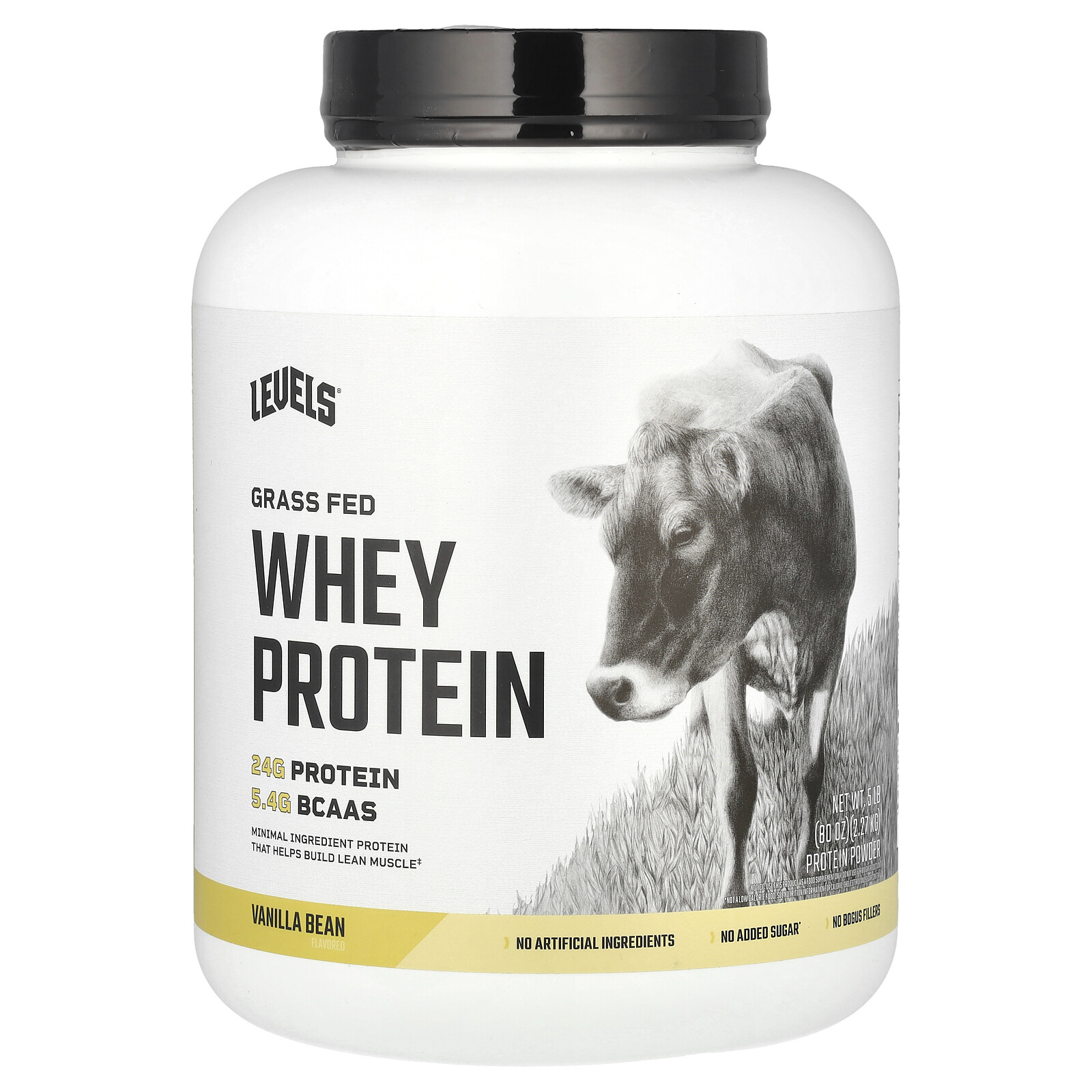 Grass Fed Whey Protein Powder, Vanilla Bean, 5 lb (2.27 kg)