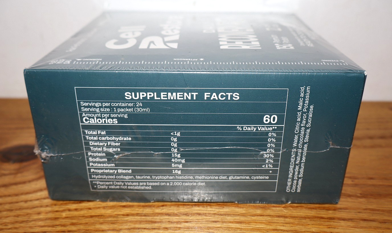 24-Pack CELL RESTORE Liquid Protein Shot, 15g, 22 Amino Acids, Chocolate 12/2027