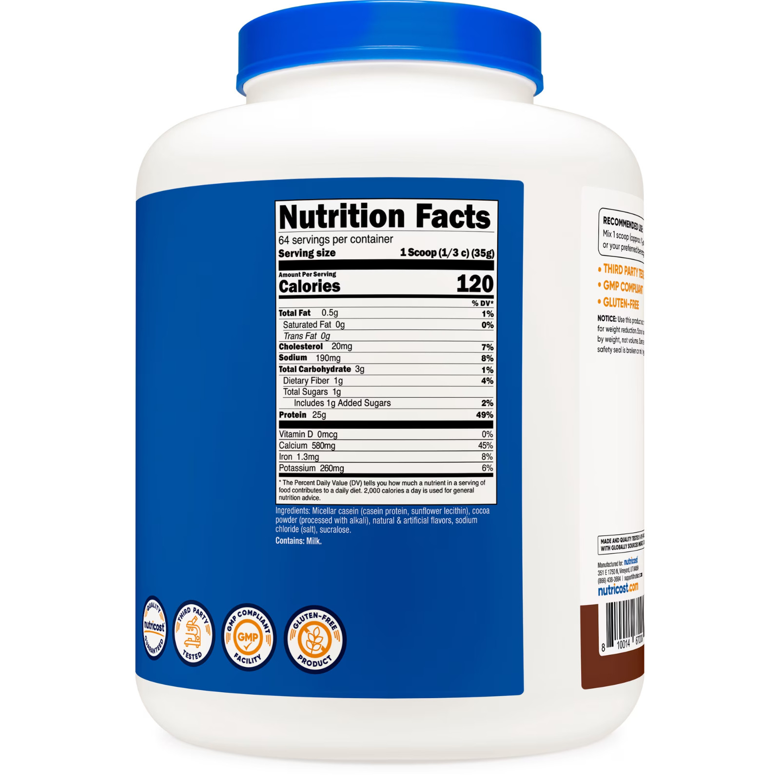 Nutricost Casein Protein Powder Chocolate Flavor 5lb
