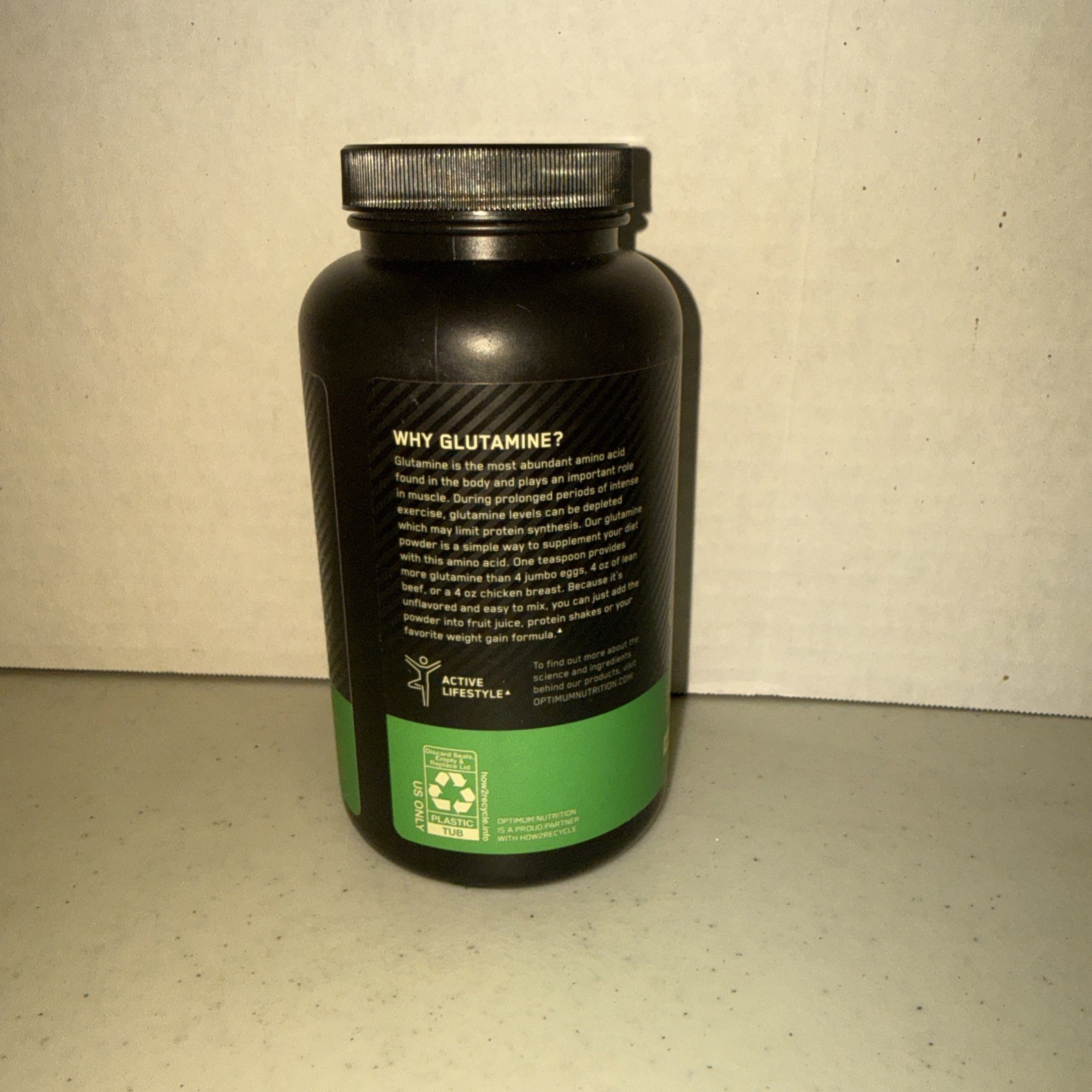Optimum Nutrition Glutamine Powder Unflavored 10.58 oz 300 g Exp 05 12 2028