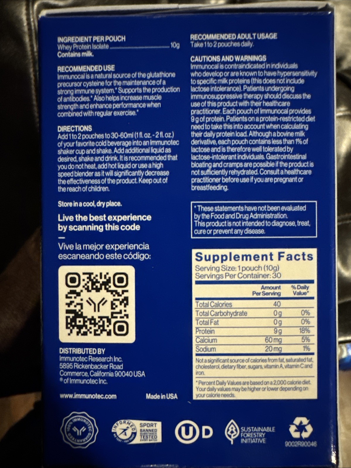 Immunocal Classic Blue Regular Glutathione Precursor, 30 Pouches by Immunotec