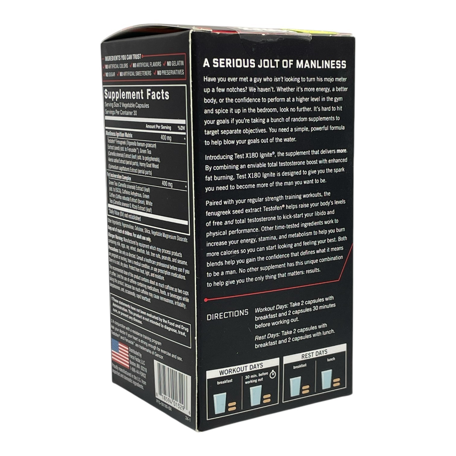 *Force Factor Test X180 Ignite Total Testosterone Booster & Fat Burner -60 Count