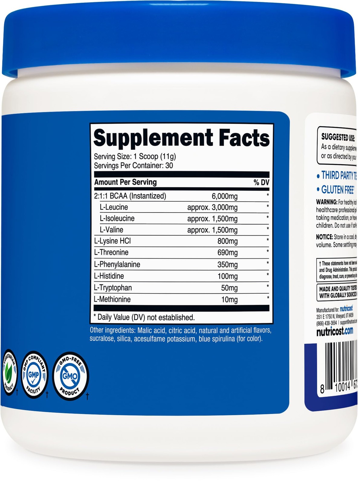 Nutricost EAA Powder 30 Servings (Blue Raspberry) 11.6 Ounce (Pack of 1), Red