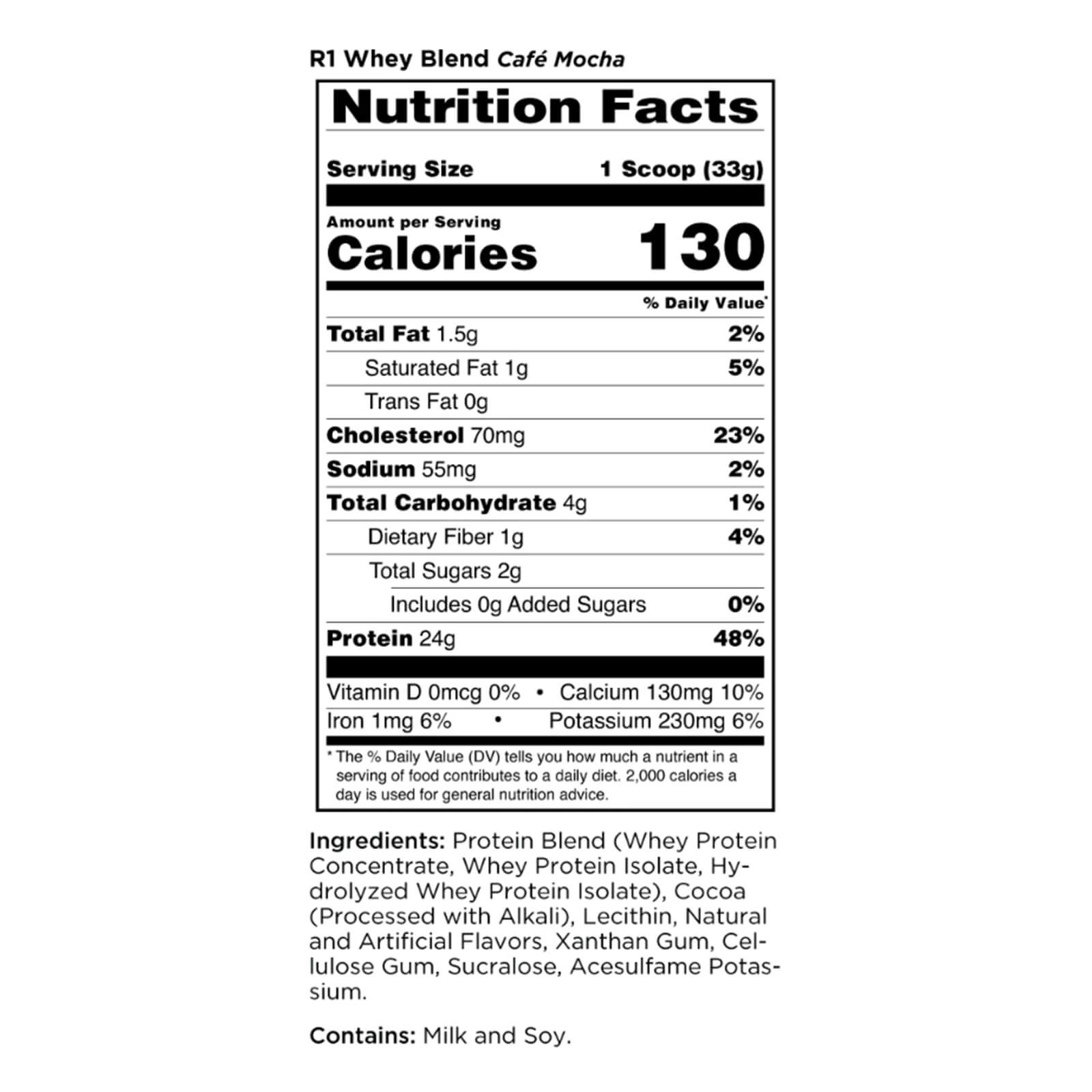 RULE 1 Whey Blend 27 serv Café Mocha 100% Whey Protein Blend 1.99lb