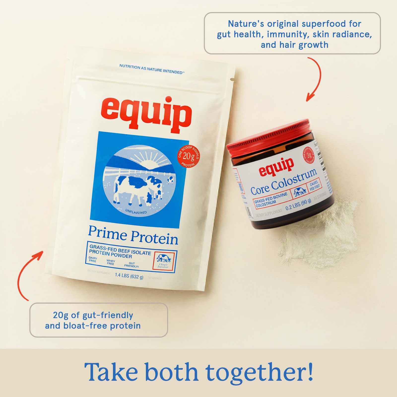 Equip Foods Prime Protein Powder | Clean, Grass Fed 30 Servings (Pack of 1)