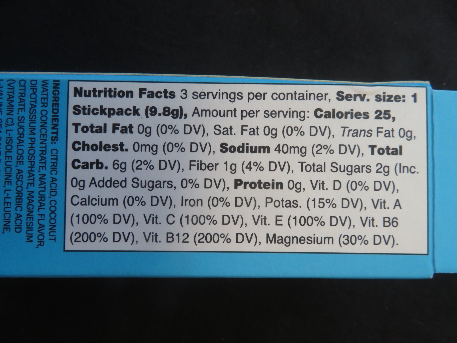 Prime Blue Raspberry Topical Punch 6 Hydration+ Sticks Packets Zero Sugar Added