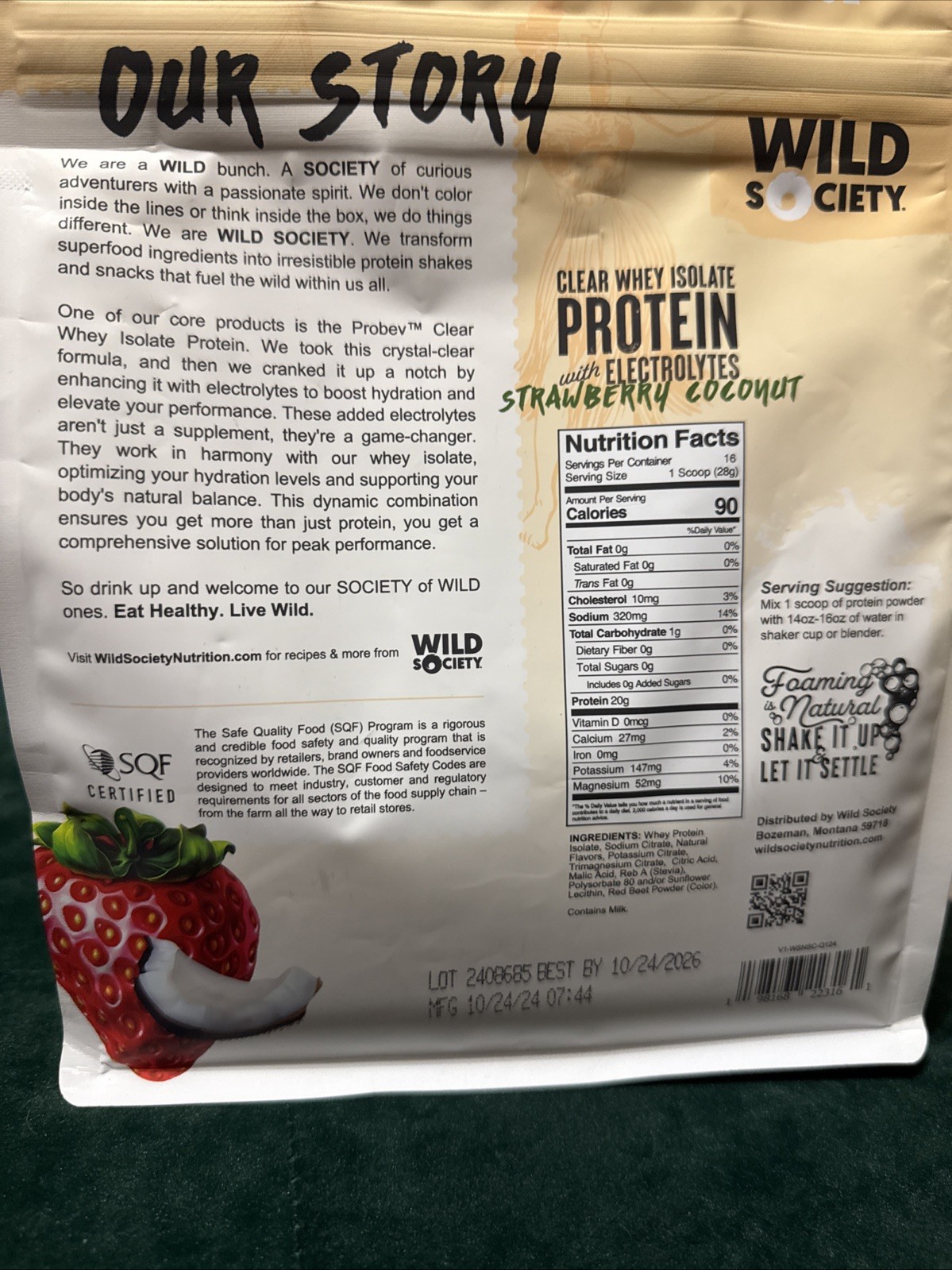 Wild Society Clear Whey Protein Isolate 16 Servings, Strawberry Coconut