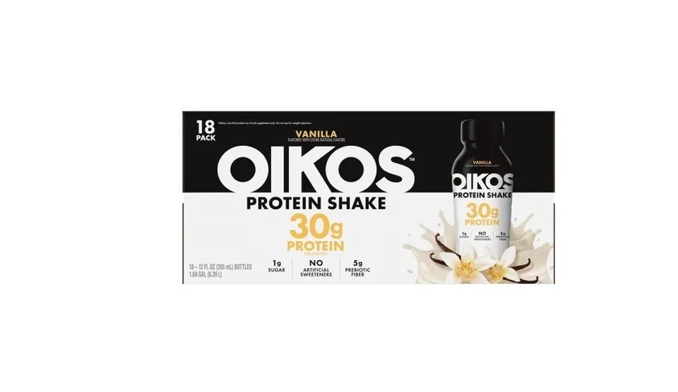 Oikos Vanilla 30g Protein Shake, 12 fl oz (18 Pack) – High Protein Free Shipping