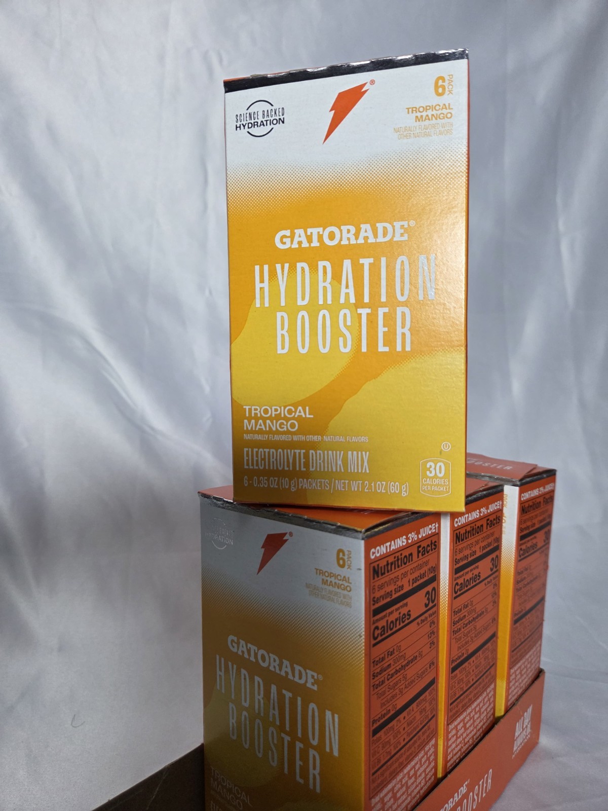 (4) Gatorade Hydration Booster Tropical Mango Electrolyte Drink- 6ct each