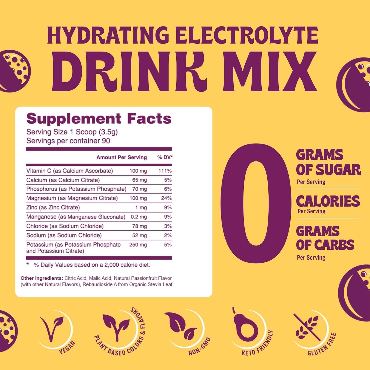 Electrolyte Powder – Zero Sugar Passionfruit Hydration Mix 90 Servings | 04/2026