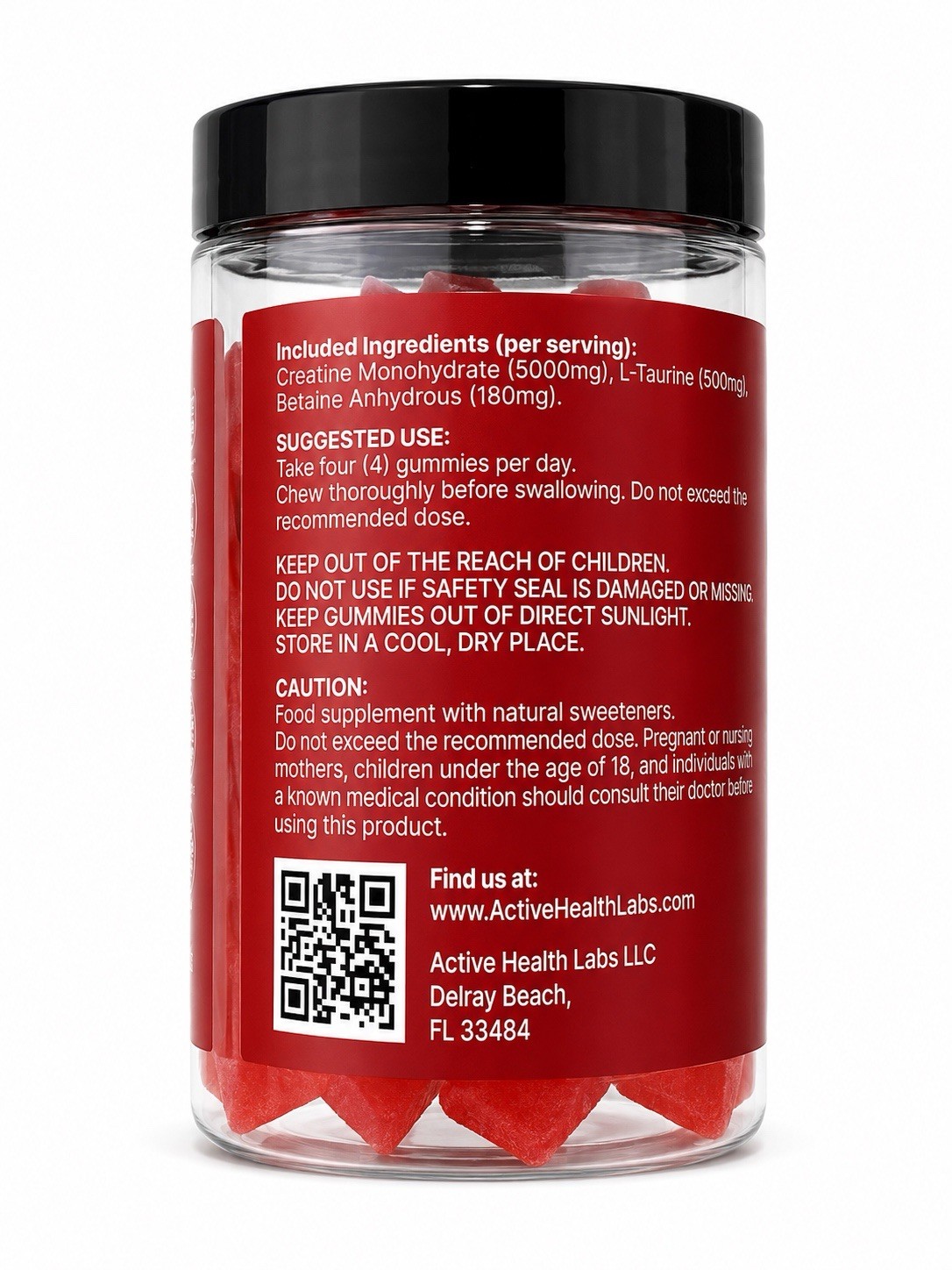 Active Health Labs Creatine Gummies Mixed Berry 5000mg Sugar-Free Vegan 720ct