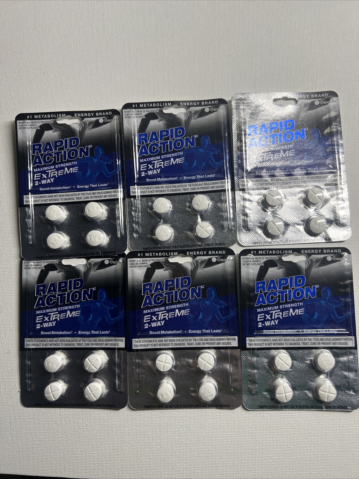 Rapid Action Extreme 2 Way Lasting Energy Boost Metabolism 6 packs 24 pills Max