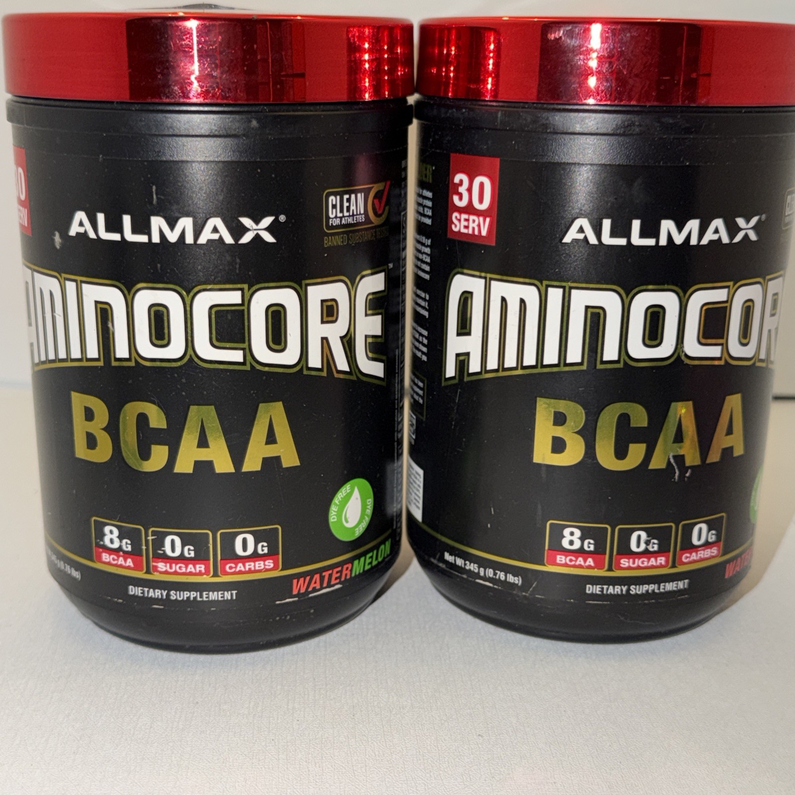 AllMax AMINOCOR BCAA, Watermelon, 0.76 lbs (345 g) Sealed , One Cap Has Crack