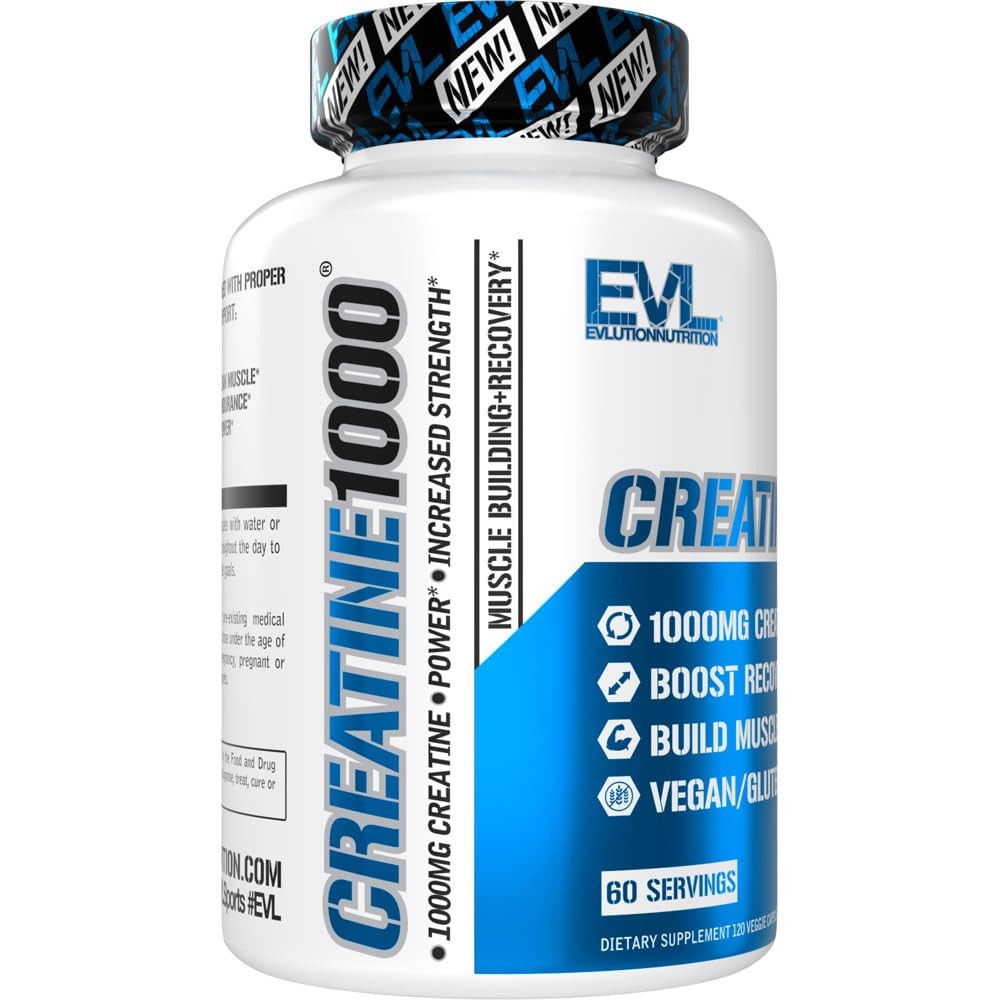 Creatine Monohydrate 1000mg Capsules for Muscle Recovery and Endurance 120 Count