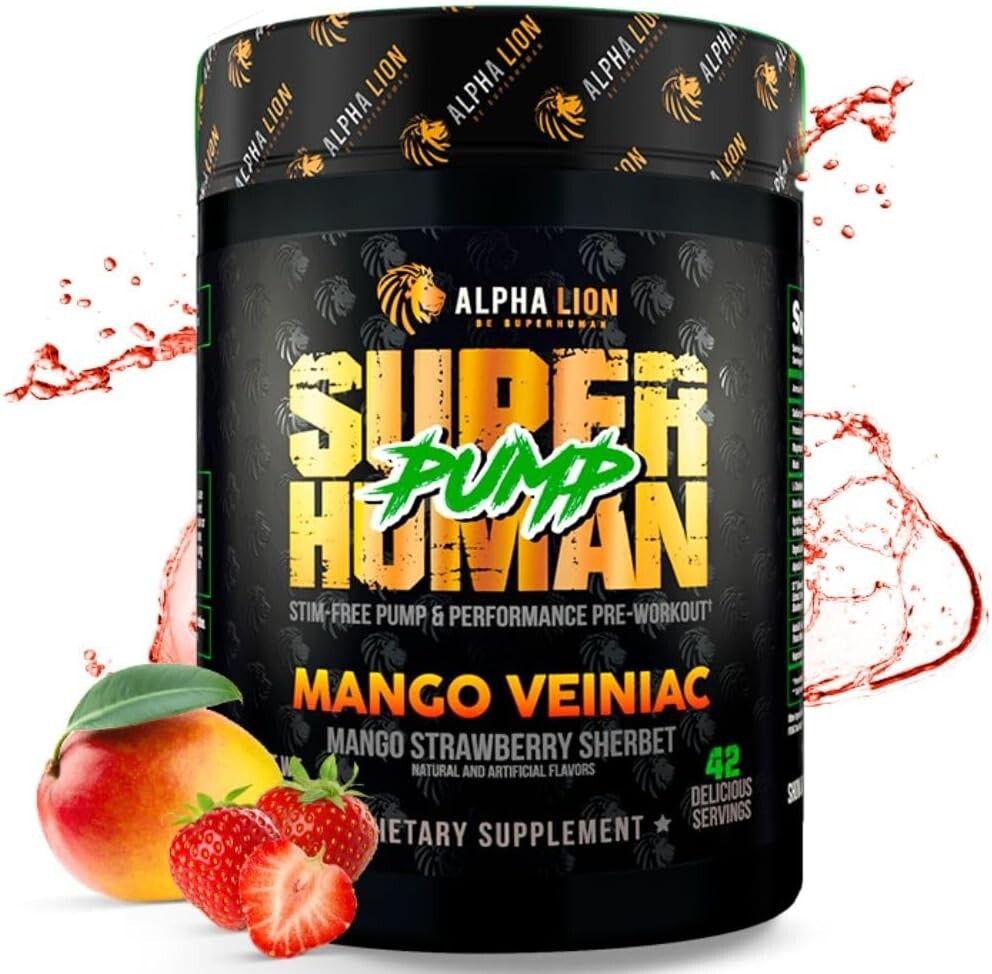 Alpha Lion Super Human Pump Stim Free Nitric Oxide Formula 42 Scoops 3 Flavors