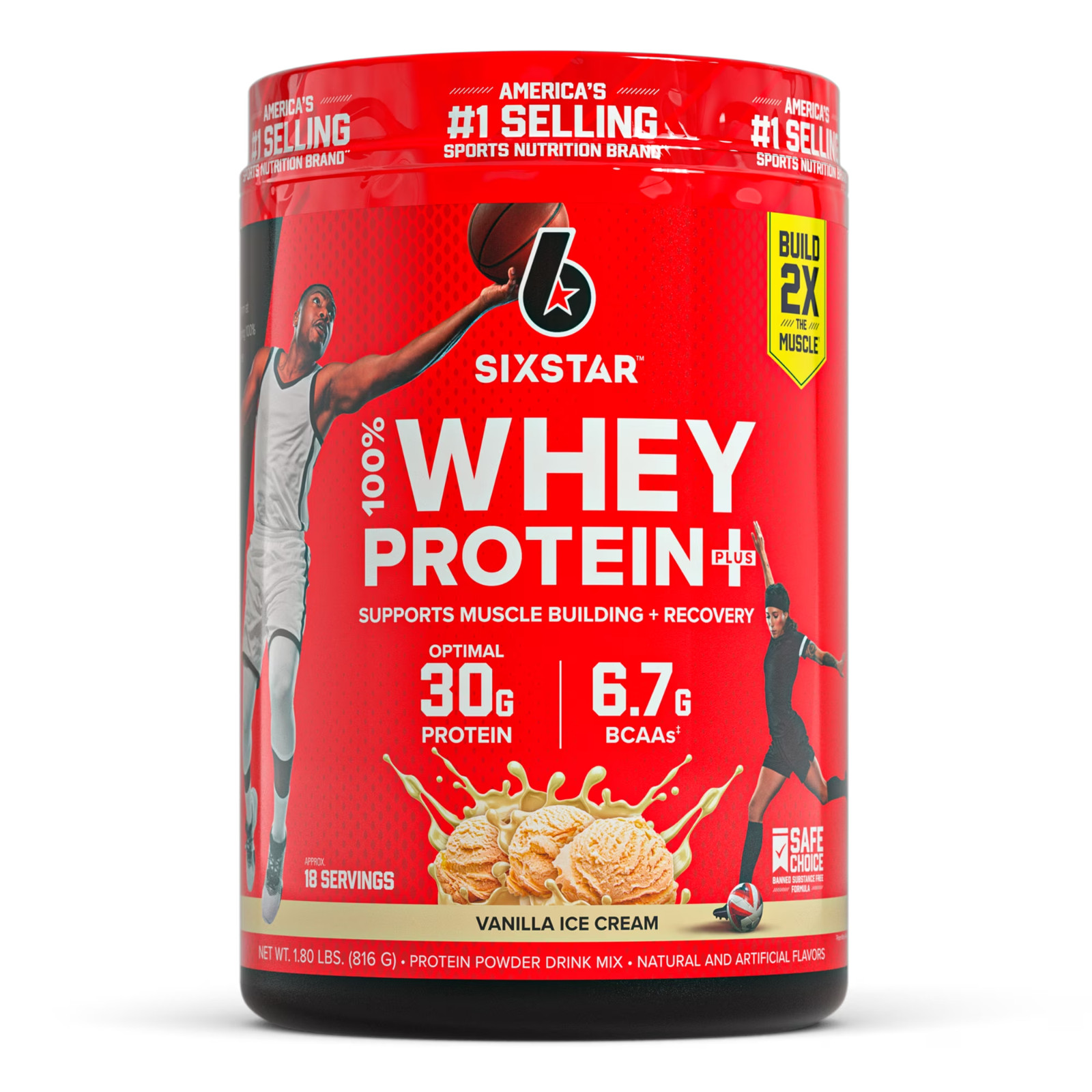 Six Star 100% Whey Protein Powder Plus Vanilla Cream 30g Protein 1.81 lb