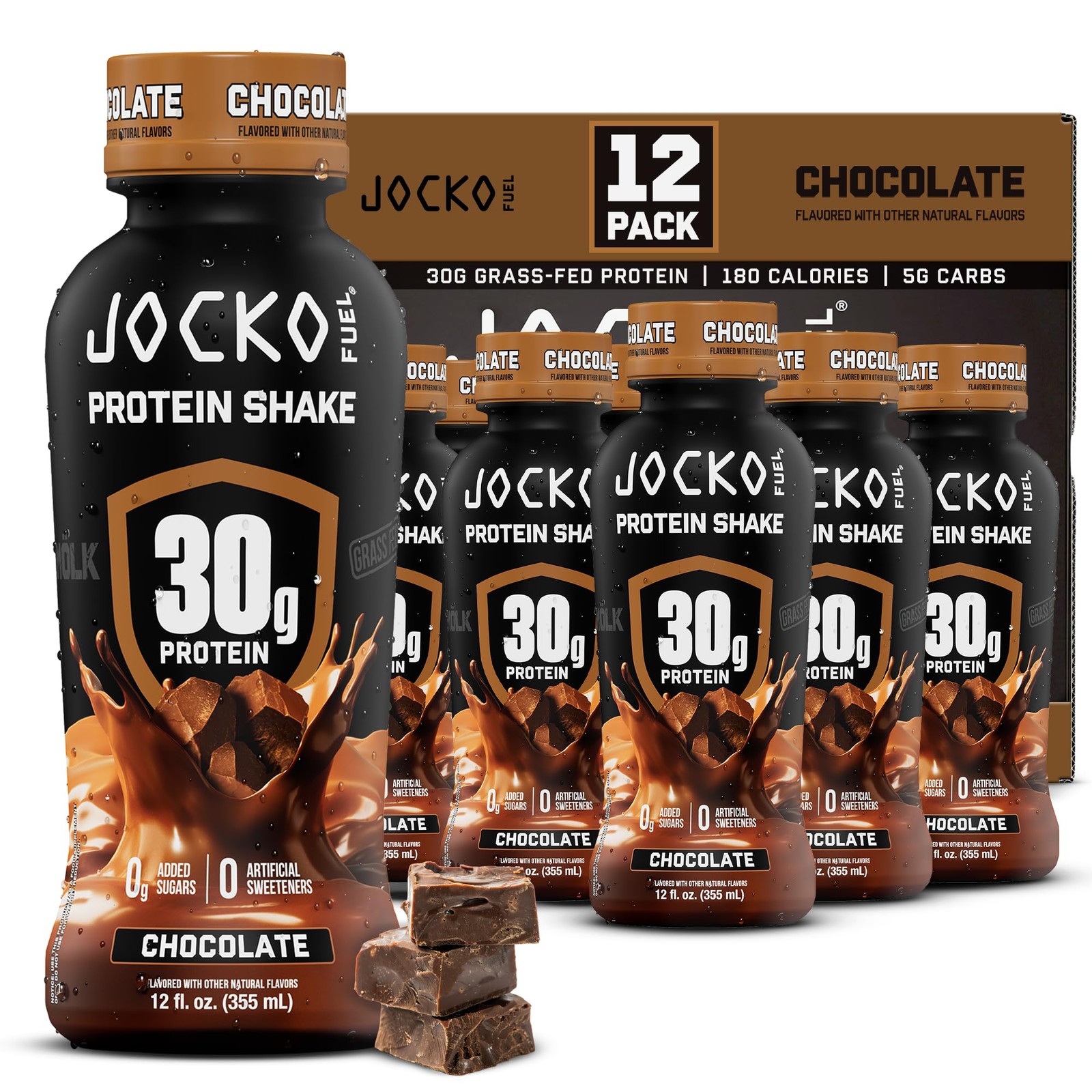 Jocko Mölk 30g Grass Fed Protein Shakes – No Added 12 Fl Oz (Pack of 12)