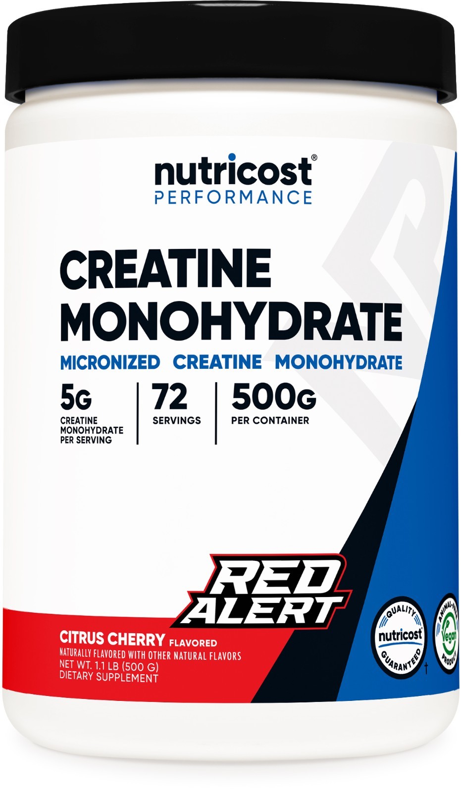 Nutricost Creatine Monohydrate Powder (Red Alert, 500 Gram) – 72 Servings