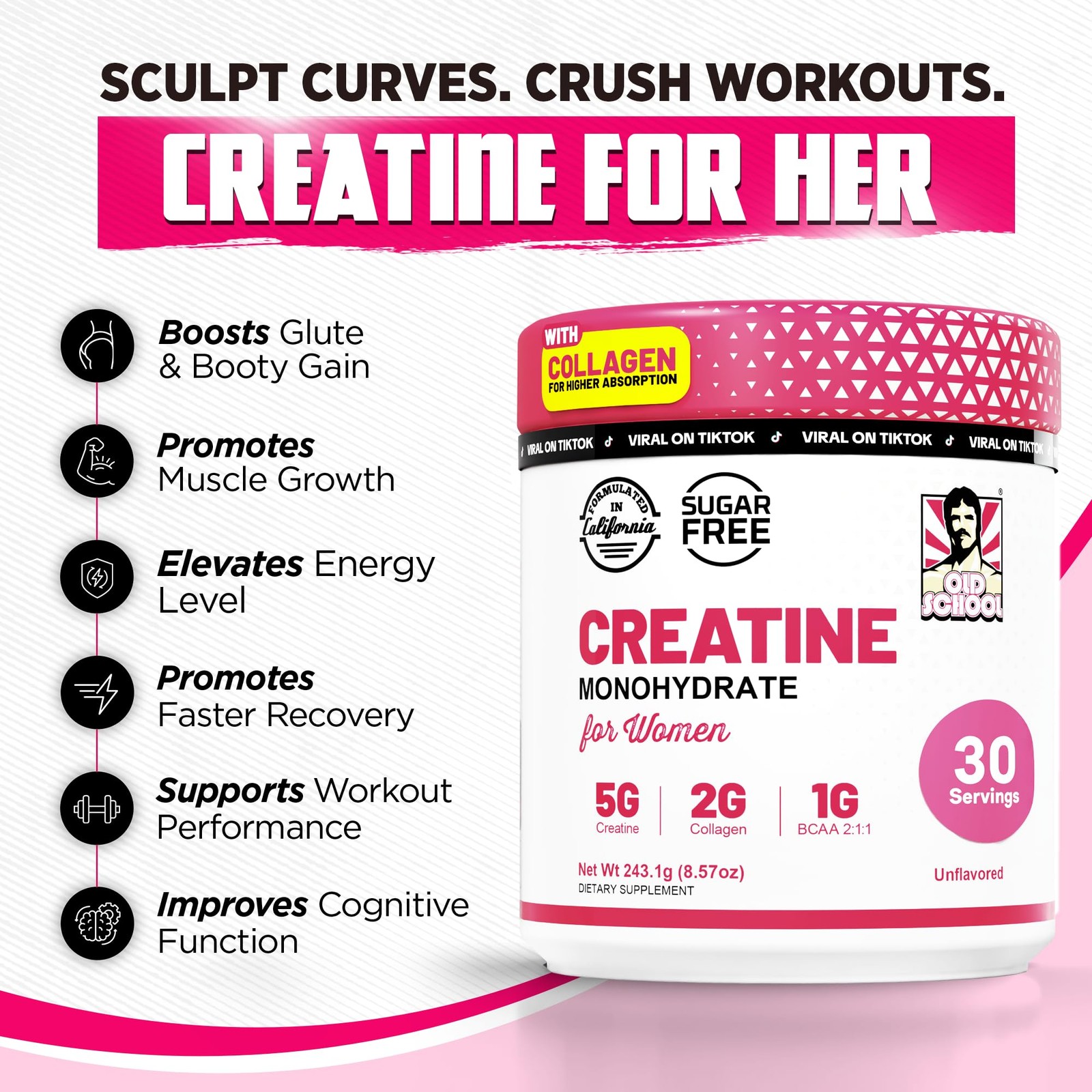 Creatine for Women – Post-Workout Supplement with 5000mg Creatine Monohydrate…