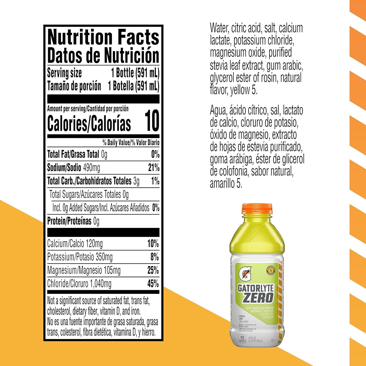 Gatorlyte Zero Electrolyte Beverage, Zero Sugar Hydration, 12 Pack 20oz Bottles